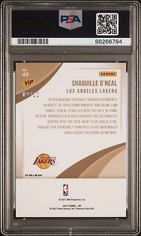 2022 Panini National Vip 40 Shaquille O'neal Gold PSA 10