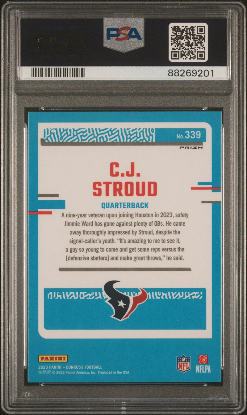 2023 Panini Donruss 339 Cj Stroud Optic Preview-holo PSA 9