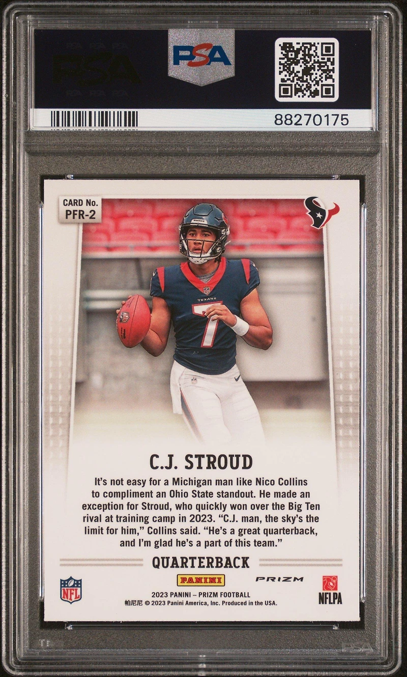 2023 Panini Prizm Prizm Flashback Rookie Pfr2 Cj Stroud PSA