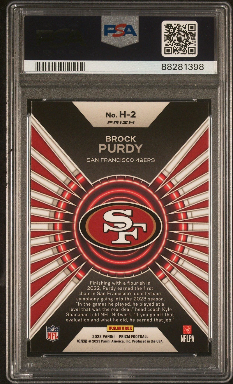 2023 Panini Prizm Hype H2 Brock Purdy Green Prizm PSA 10
