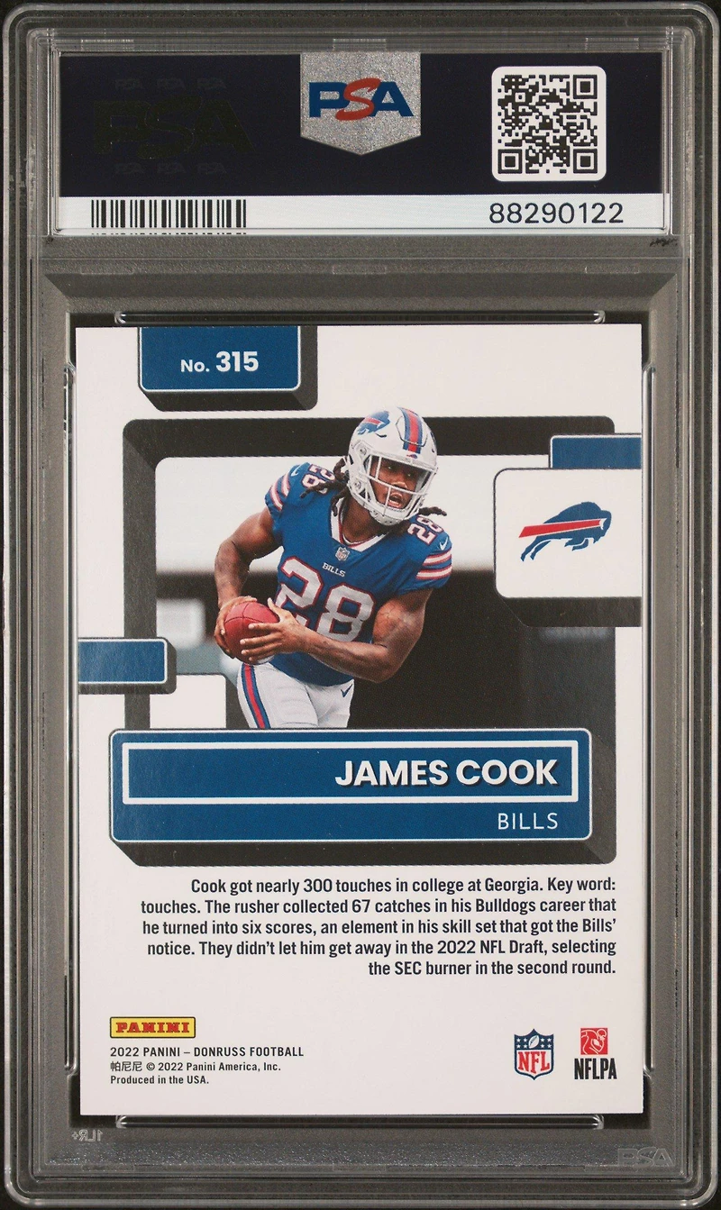 2022 Panini Donruss 315 James Cook PSA 10
