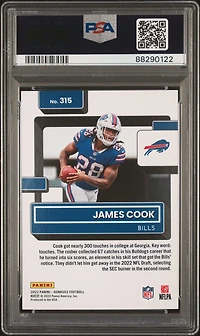 2022 Panini Donruss 315 James Cook PSA 10