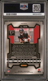 2023 Panini Prizm 305 Bijan Robinson Neon Green Pulsar PSA 10