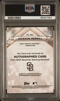 2023 Bowman Sterling Prospect Autographs Pajml Jackson Merrill PSA 10