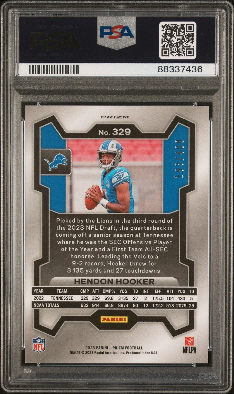 2023 Panini Prizm 329 Hendon Hooker Pandora PSA 10