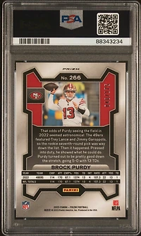 2023 Panini Prizm 266 Brock Purdy Hyper Prizm PSA 10