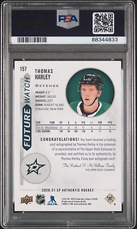 2020 Sp Authentic 157 Thomas Harley Autograph PSA 9