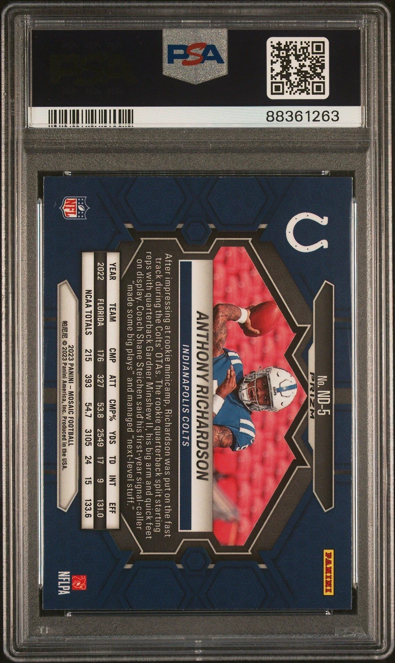 2023 Panini Mosaic Nfl Debut Nd5 Anthony Richardson Reactive PSA