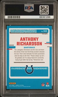 2023 Panini Donruss 343 Anthony Richardson Optic Preview-red & Green PSA