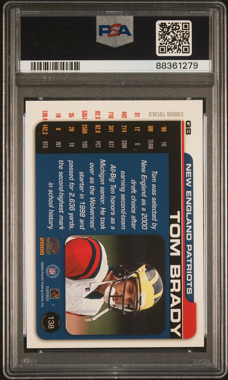 2000 Pacific Paramount 138 Tom Brady PSA