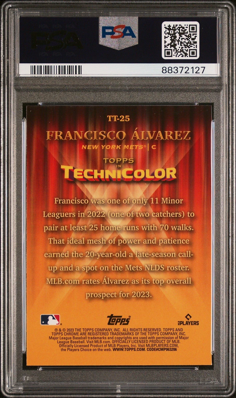 2023 Topps Chrome Topps In Technicolor Tt25 Francisco Alvarez PSA 10