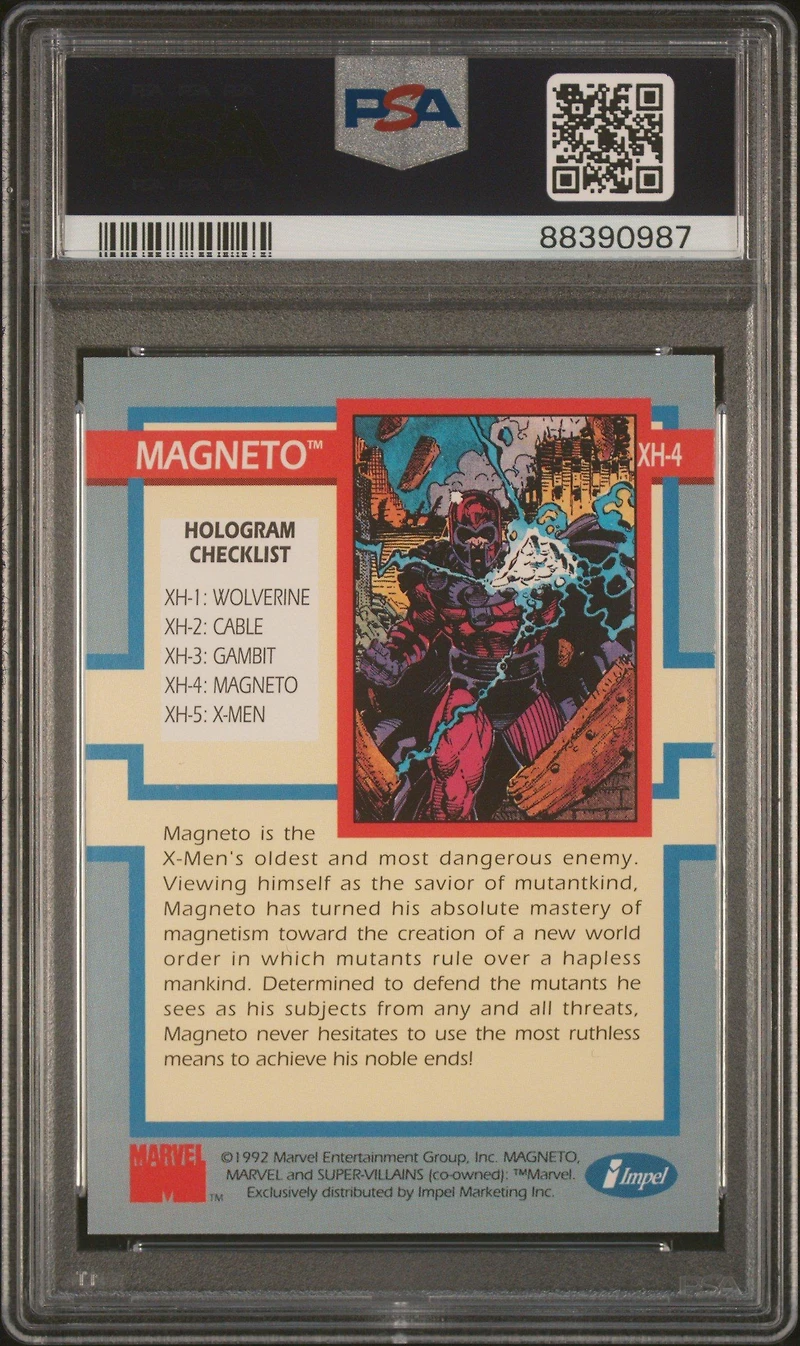 1992 Impel X-men Series 1-hologram Xh-4 Magneto PSA 9
