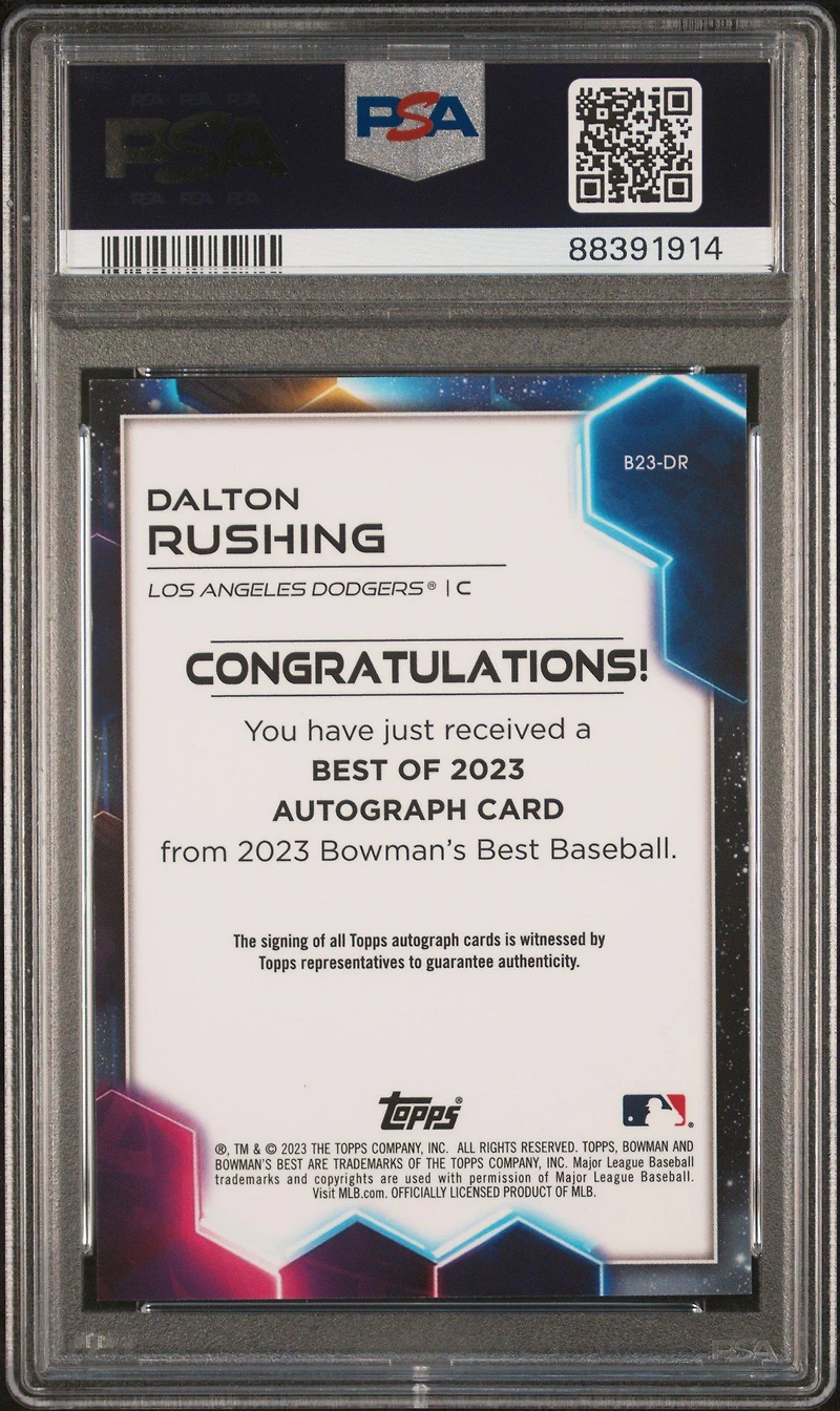 2023 Bowman's Best Best Of 2023 Autographs B23dr Dalton Rushing Green PSA 10