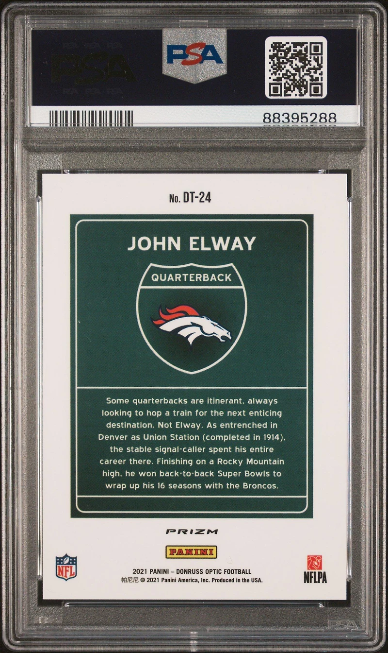2021 Panini Donruss Optic Downtown Dt24 John Elway PSA 10