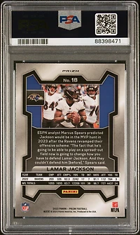 2023 Panini Prizm 18 Lamar Jackson Black & White Checker PSA 10