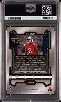 2023 Panini Prizm 369 Christian Gonzalez Purple Ice PSA 10