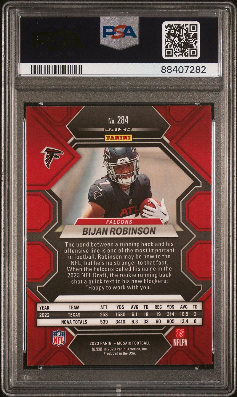 2023 Panini Mosaic 284 Bijan Robinson Reactive Blue PSA