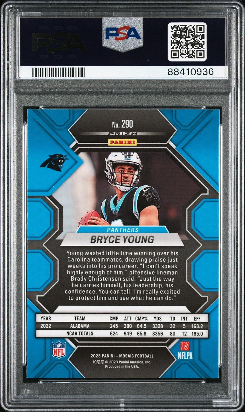 2023 Panini Mosaic 290 Bryce Young Reactive Blue PSA 10