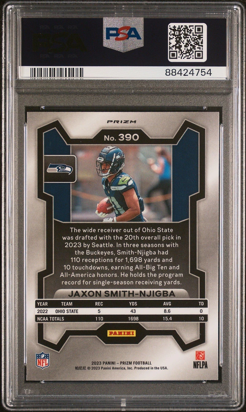 2023 Panini Prizm 390 Jaxon Smith-njigba Red/white/blue Prizm PSA