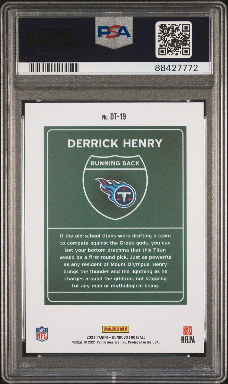 2021 Panini Donruss Downtown Dt-19 Derrick Henry PSA 9