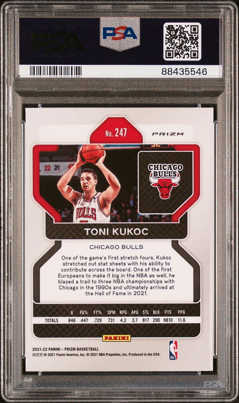 2021 Panini Prizm 247 Toni Kukoc Nba 75th Prizm PSA 10