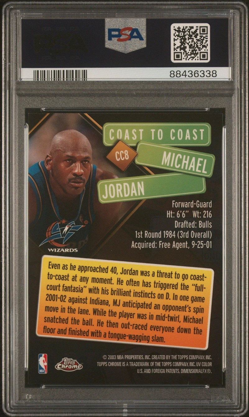 2002 Topps Chrome Coast To Coast Cc8 Michael Jordan PSA 10