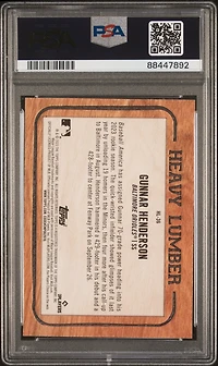 2023 Topps Heavy Lumber Hl36 Gunnar Henderson Series 2 PSA 10