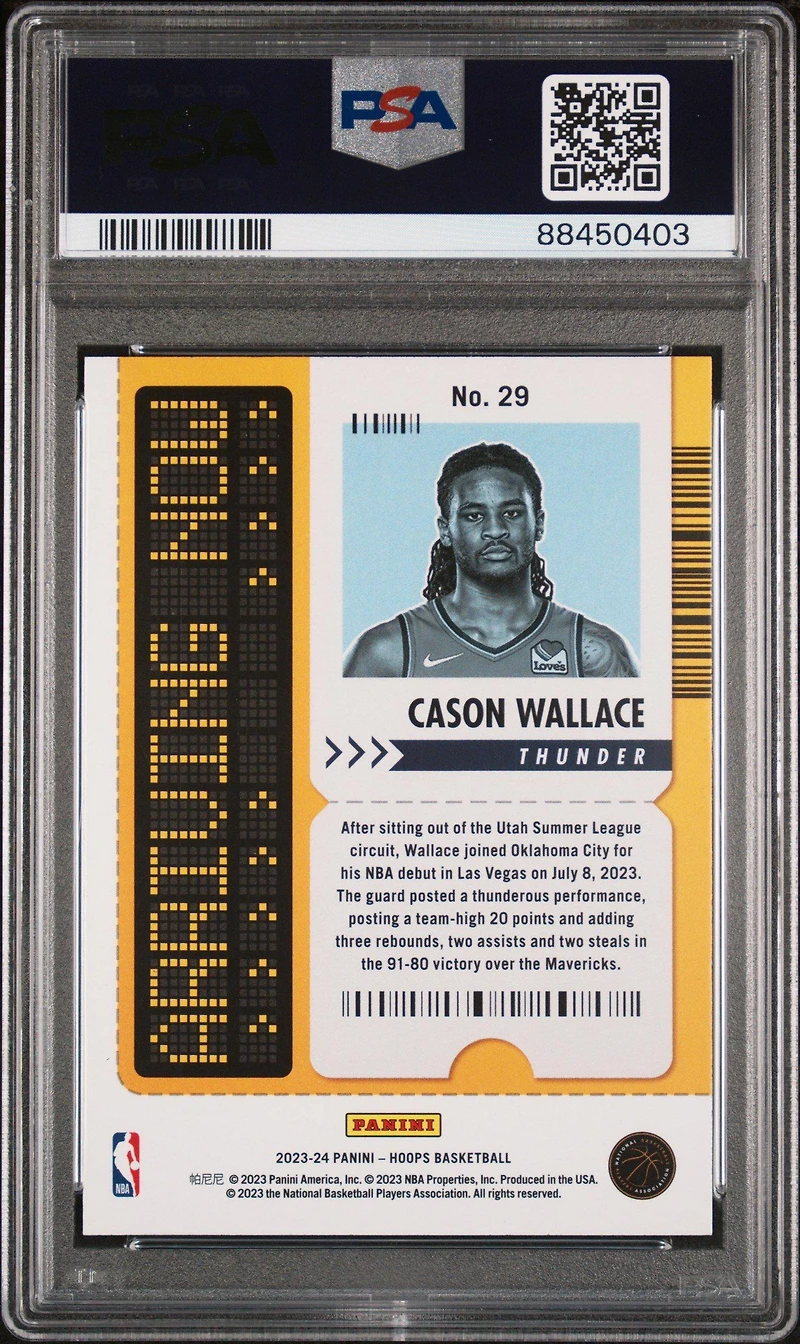 2023 Panini Nba Hoops Arriving Now 29 Cason Wallace Holo PSA 9