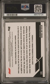 2023 Topps Chrome Formula 1 Sapphire Edition 181 Nyck De Vries Black & White PSA 8