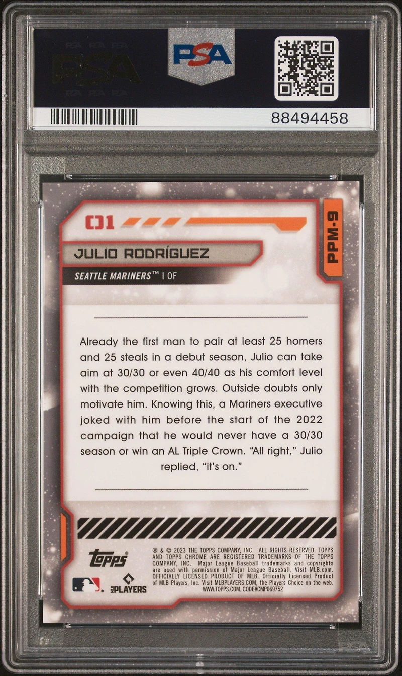 2023 Topps Cosmic Chrome Planetary Pursuit 9 Julio Rodriguez Mercury PSA 10