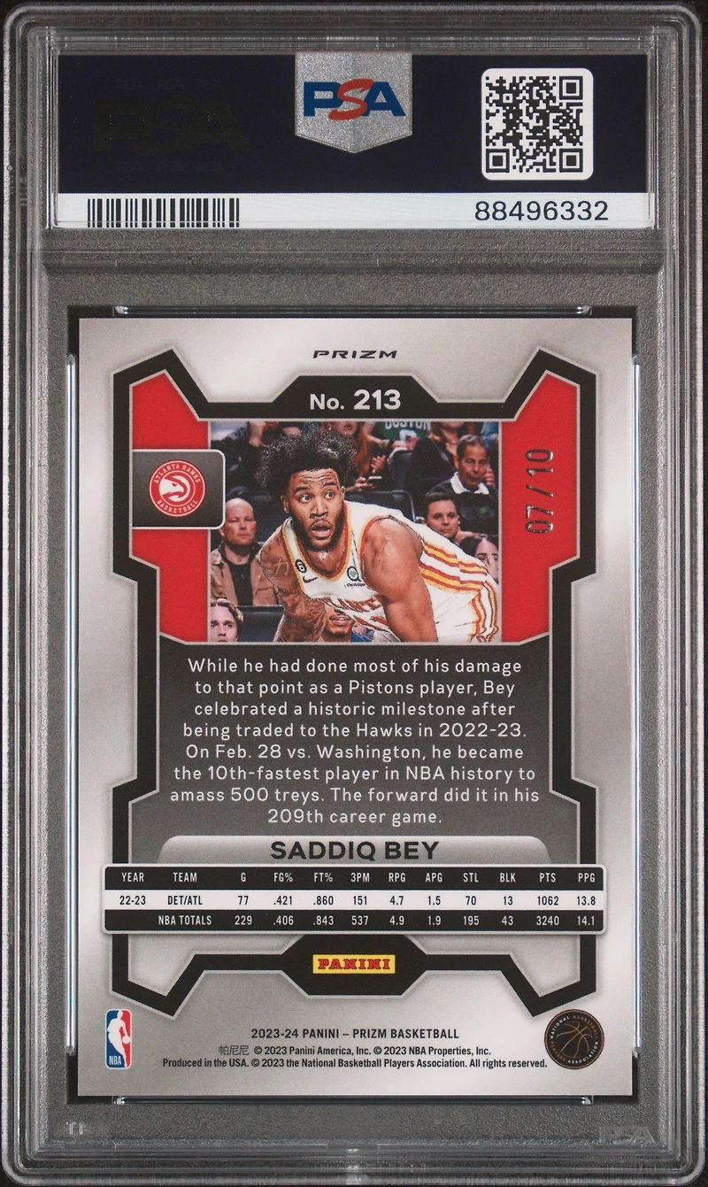 2023 Panini Prizm 213 Saddiq Bey Gold Shimmer Fotl PSA 10