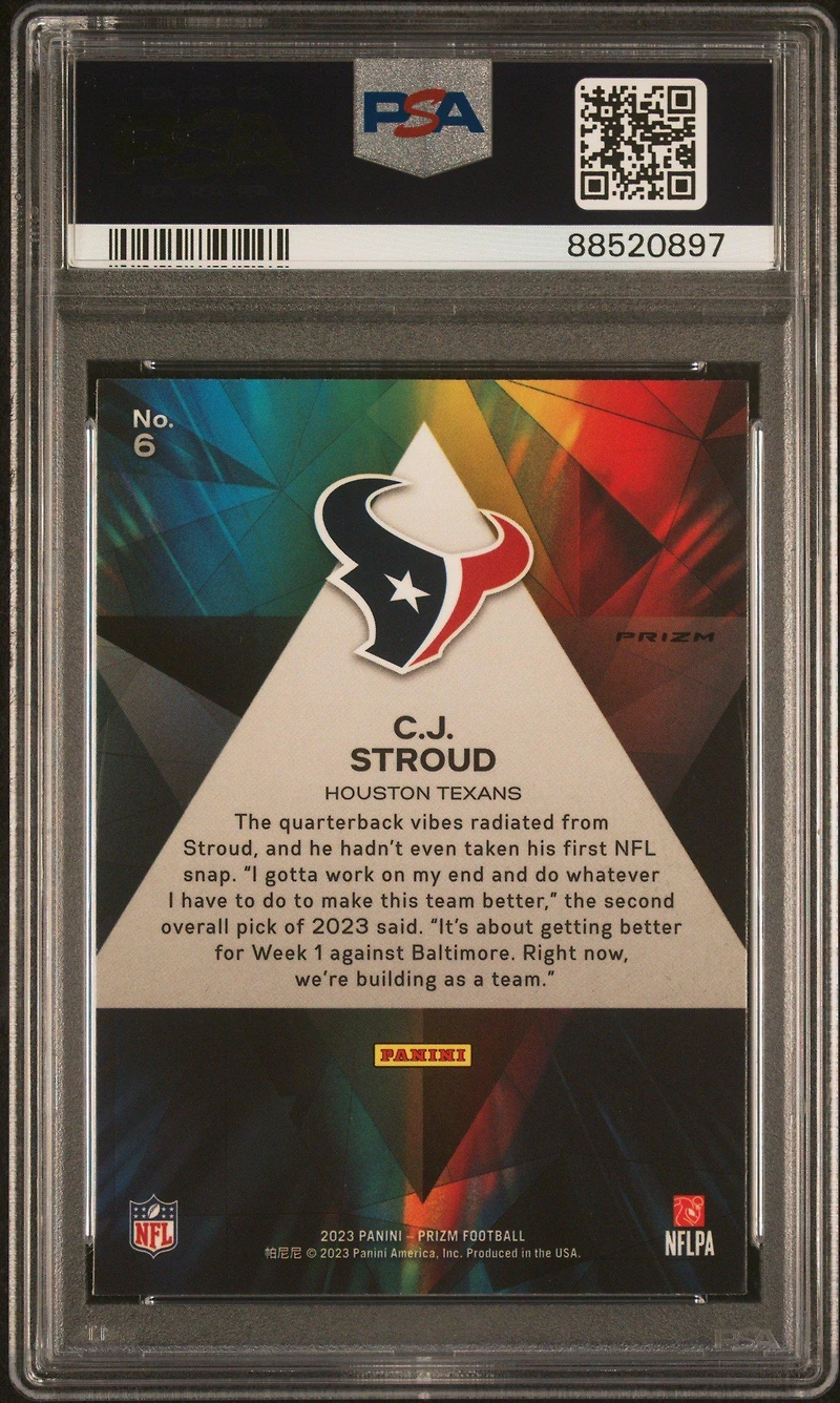 2023 Panini Prizm Prizmatic 6 Cj Stroud Green Prizm PSA