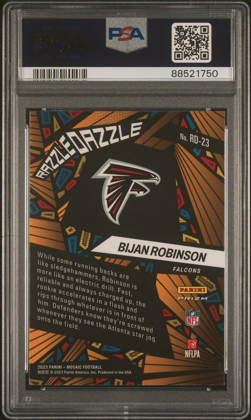 2023 Panini Mosaic Razzle Dazzle Rd23 Bijan Robinson PSA 9