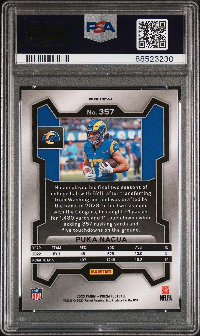 2023 Panini Prizm 357 Puka Nacua Silver Prizm PSA