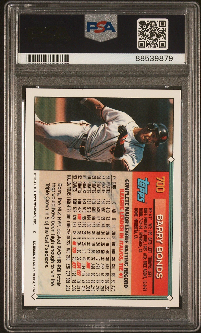 1994 Topps 700 Barry Bonds PSA 9