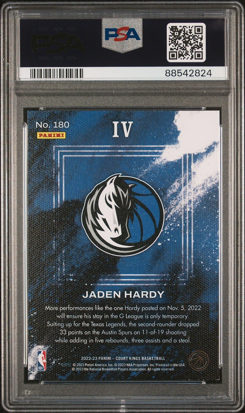2022 Panini Court Kings 180 Jaden Hardy PSA 9