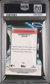 2023 Topps Stadium Club Triumvirates T3 Gunnar Henderson PSA 10