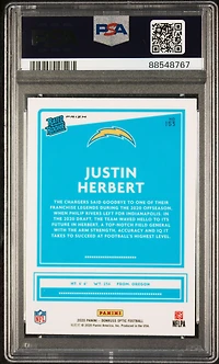 2020 Panini Donruss Optic 153 Justin Herbert Purple Shock PSA 10