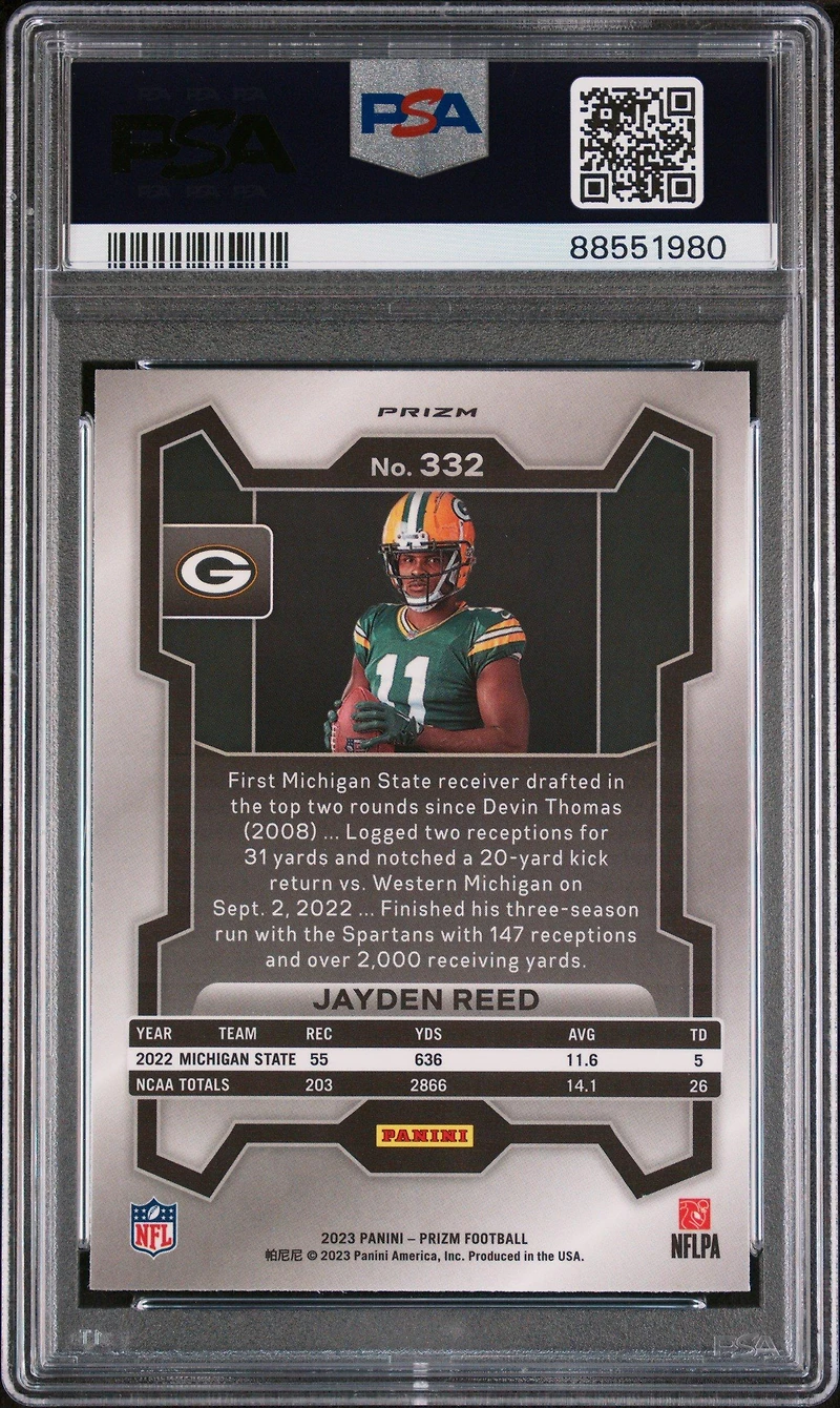 2023 Panini Prizm 332 Jayden Reed Variation PSA 10