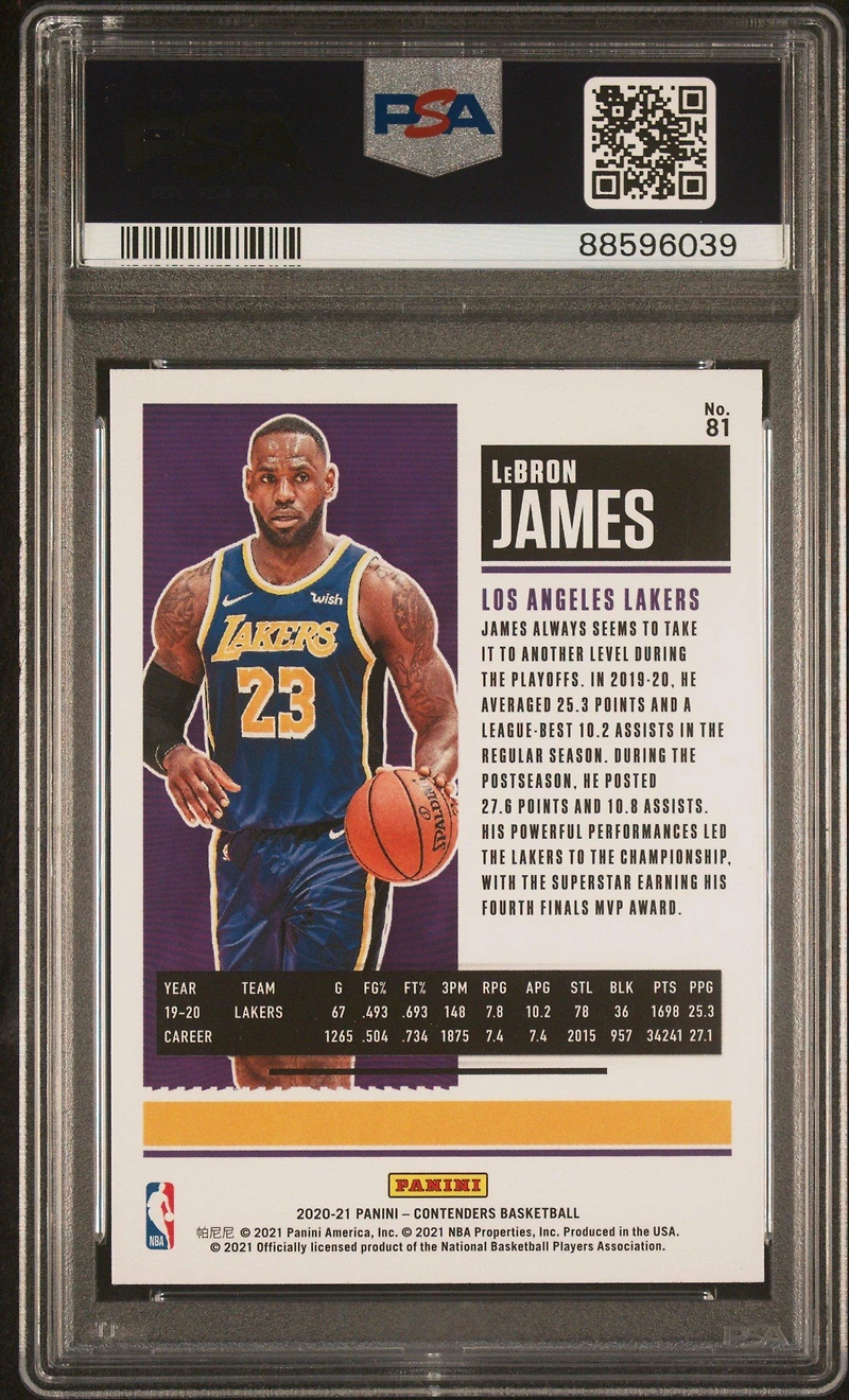 2020 Panini Contenders 81 Lebron James PSA 10