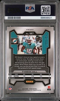 2023 Panini Prizm 187 Tyreek Hill Orange Prizm PSA 10