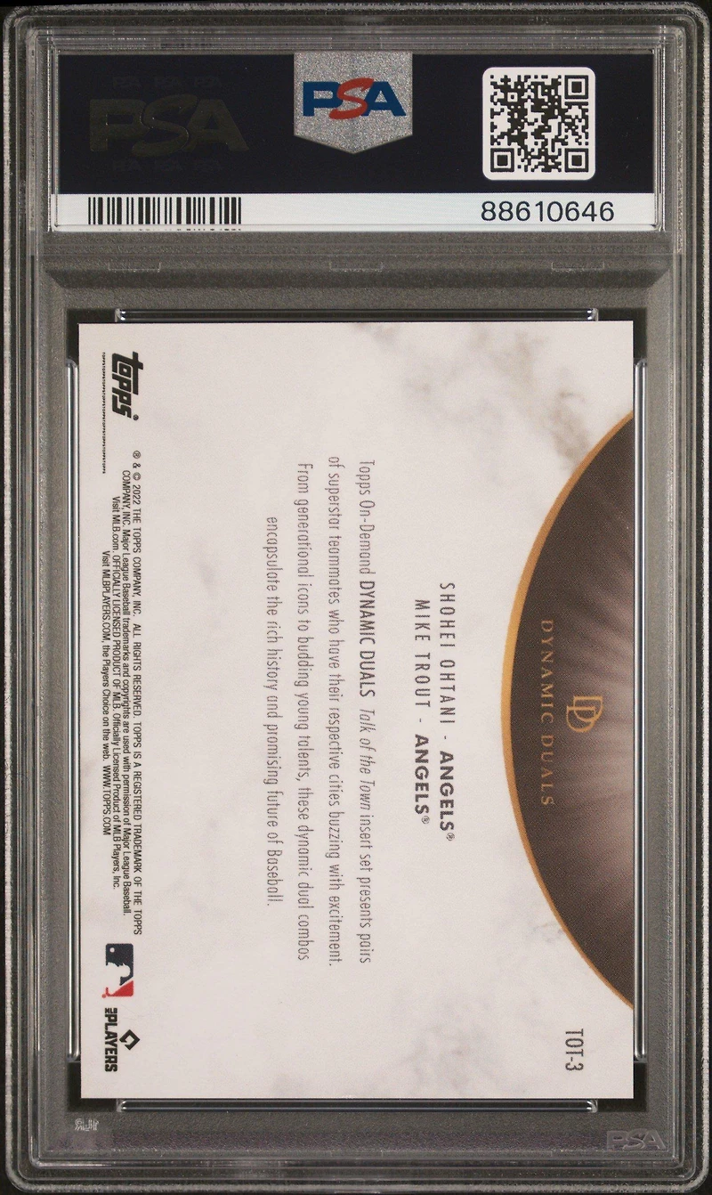 2022 Topps Dynamic Duals Talk Of The Town 3 Mike Trout/shohei Ohtani PSA 10