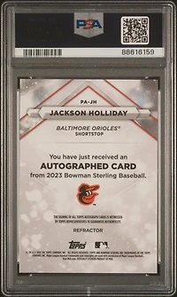 2023 Bowman Sterling Prospect Autographs Pajh Jackson Holliday Refractor PSA 10