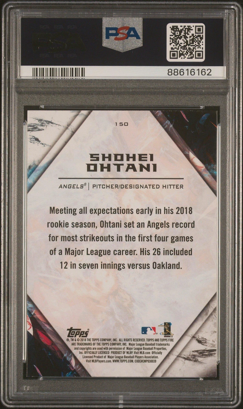 2018 Topps Fire 150 Shohei Ohtani PSA