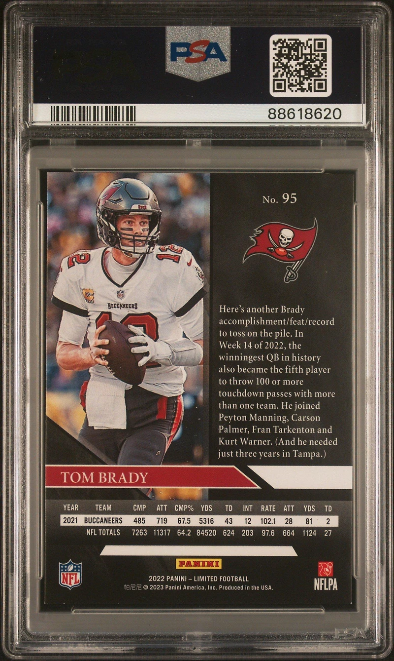 2022 Panini Limited 95 Tom Brady Silver PSA 9