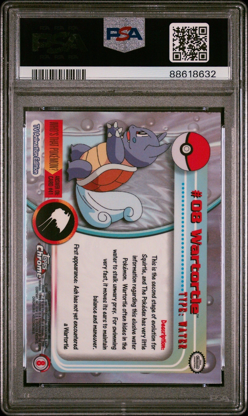 2000 Topps Chrome Pokemon T.v. 8 Wartortle PSA 10