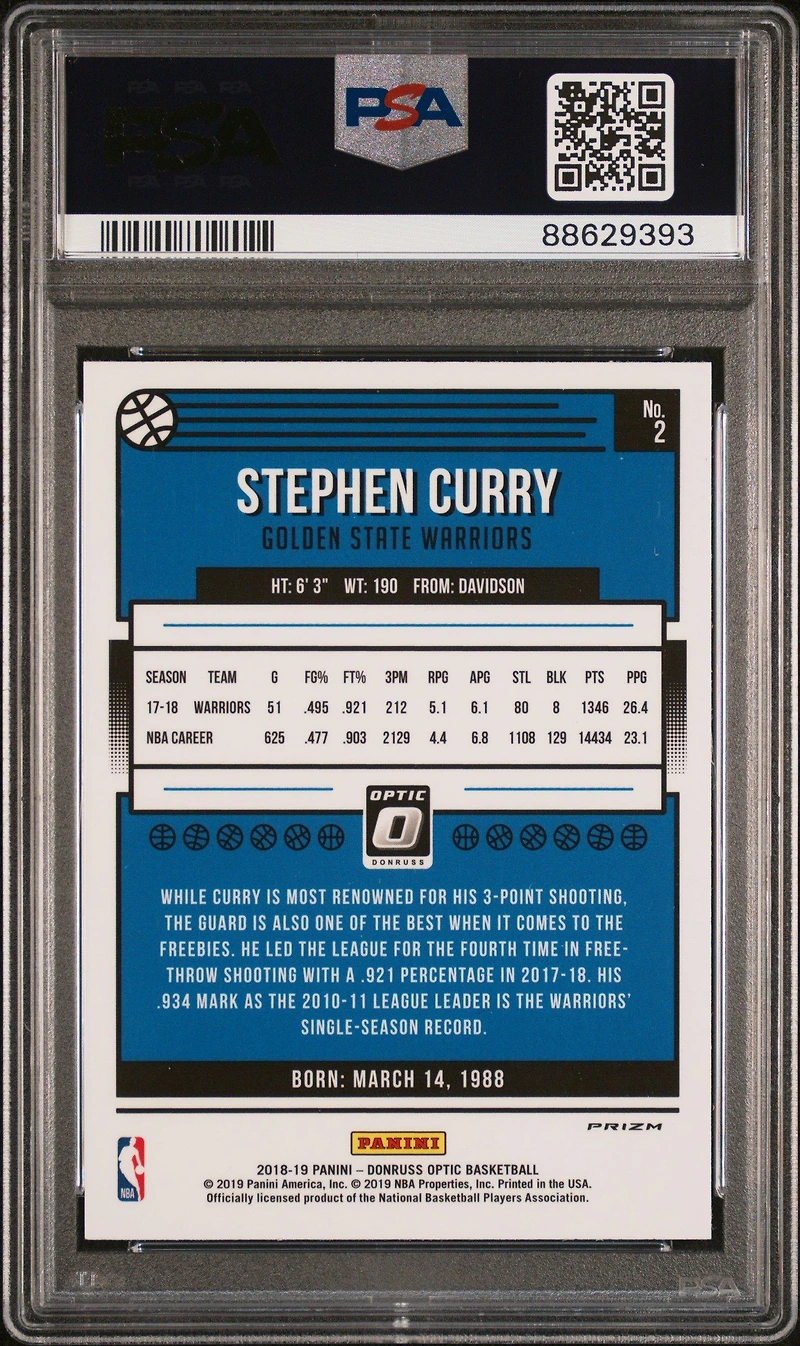 2018 Panini Donruss Optic 2 Stephen Curry Fast Break-holo PSA 10