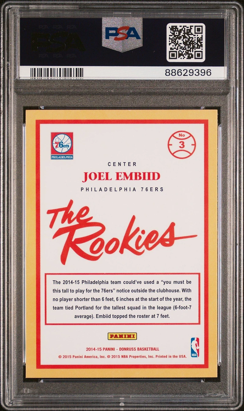 2014 Panini Donruss The Rookies 3 Joel Embiid PSA 10