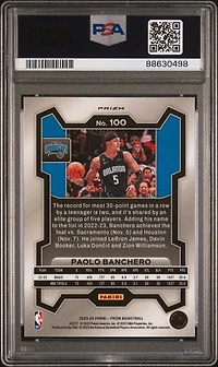2023 Panini Prizm 100 Paolo Banchero Silver PSA 10