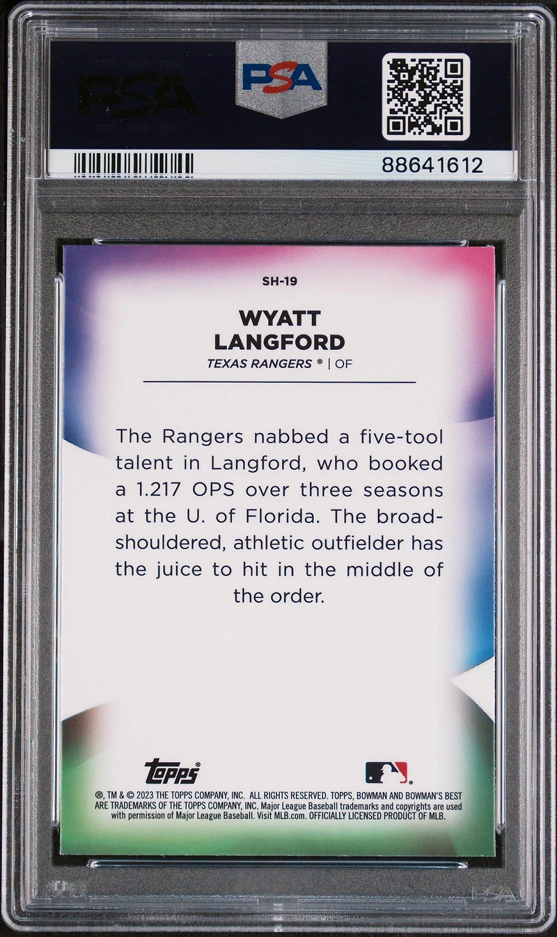 2023 Bowman's Best Shellacked Sh19 Wyatt Langford PSA 10